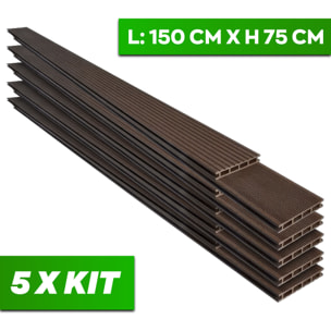 Kaido - Set di 5 Doghe Pavimento da Esterno 150x75 cm per Giardino Patio Terrazza in WPC Teak