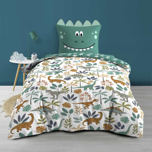 Parure de lit 2 Pièces Réversible Dinosaure - Vert
