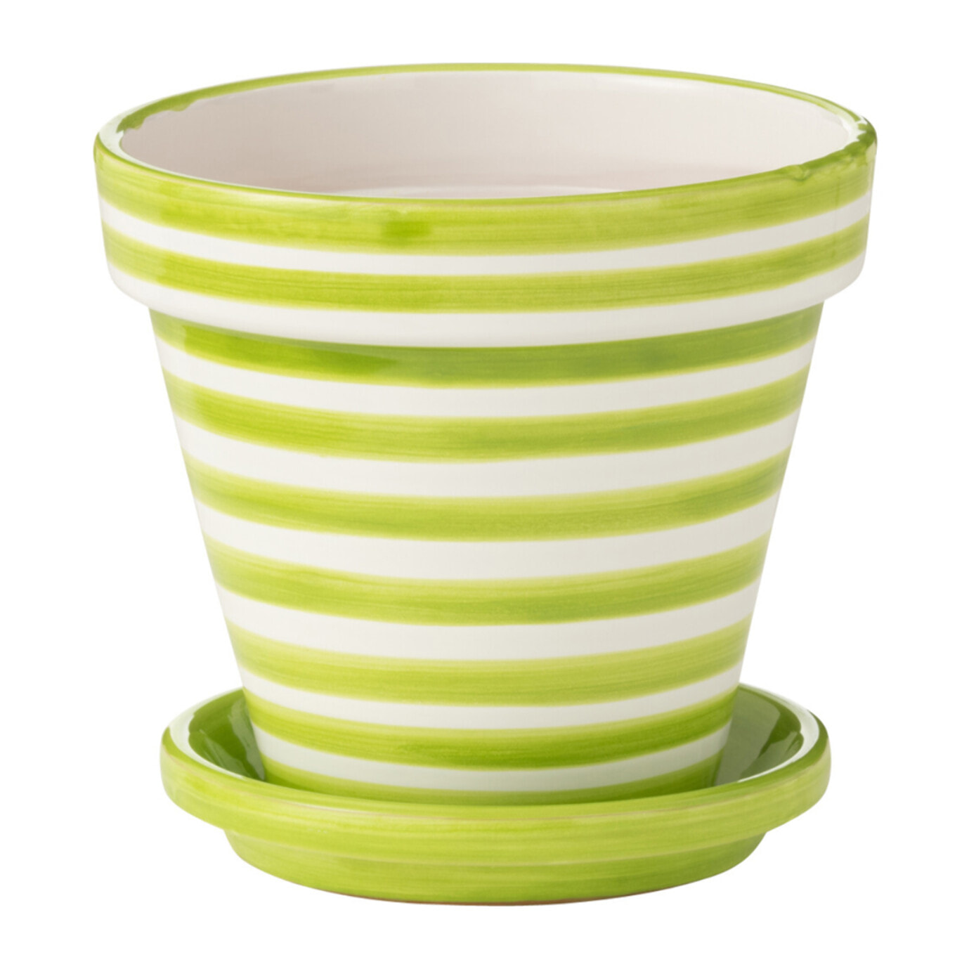 J-Line cache-pot Granada Stripes Handmade + Painted - céramique - vert - medium -  Ø 27 cm