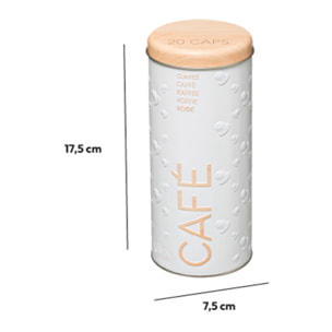 Boîte à café capsules métal "Scandinave Nature" blanc