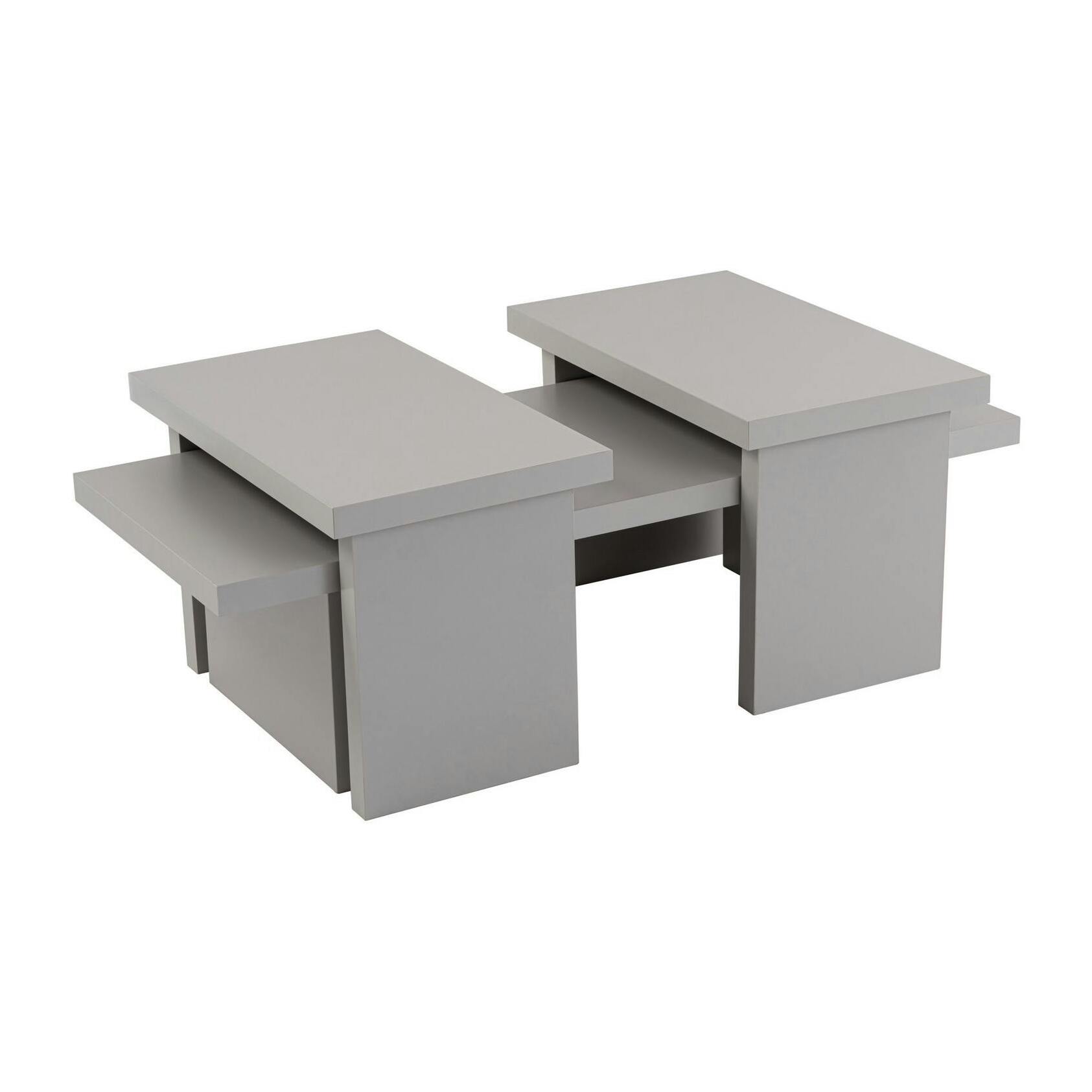 Table basse gigogne design – effet gris laqué (3 pièces) MARFA