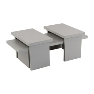 Table basse gigogne design – effet gris laqué (3 pièces) MARFA