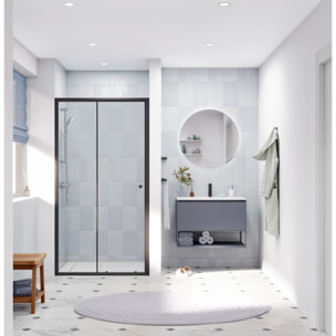 SAT PROJECT  Porte de douche 100x185cm coulissante avec profilé noir mat (SATPROMUD100CT)