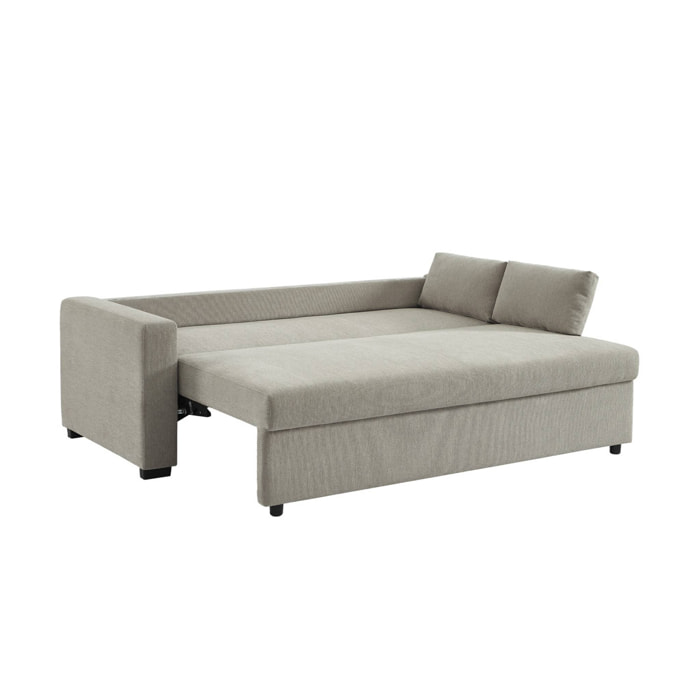 Canapé convertible 3 places tissu chenille gris clair L 211 x P 90 x H 86 cm - Easy