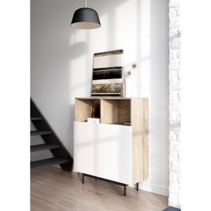 Aparador 2 huecos Printed roble y blanco 110x90x34 cm