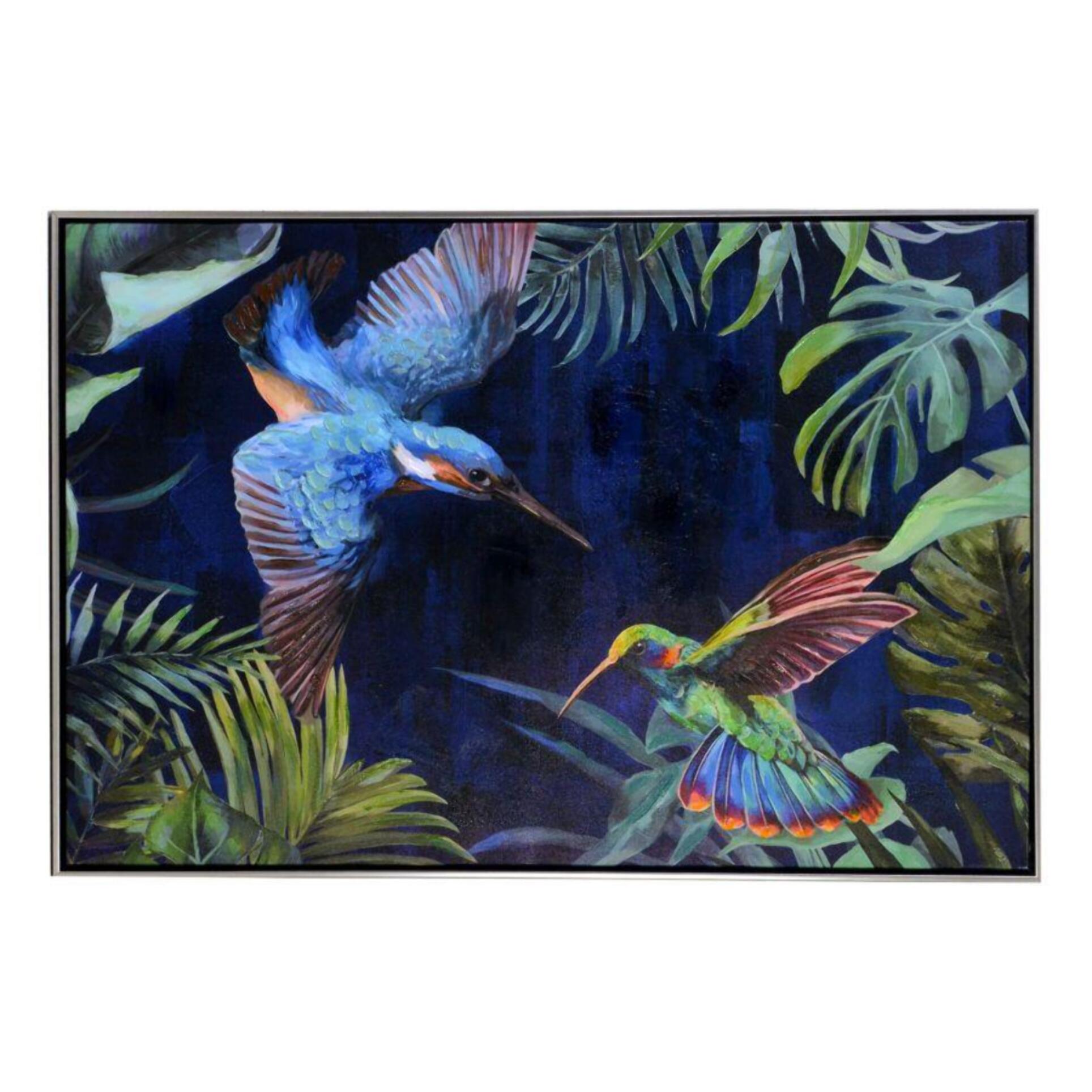 Quadro dipinto colibri' cm92x62x4,5