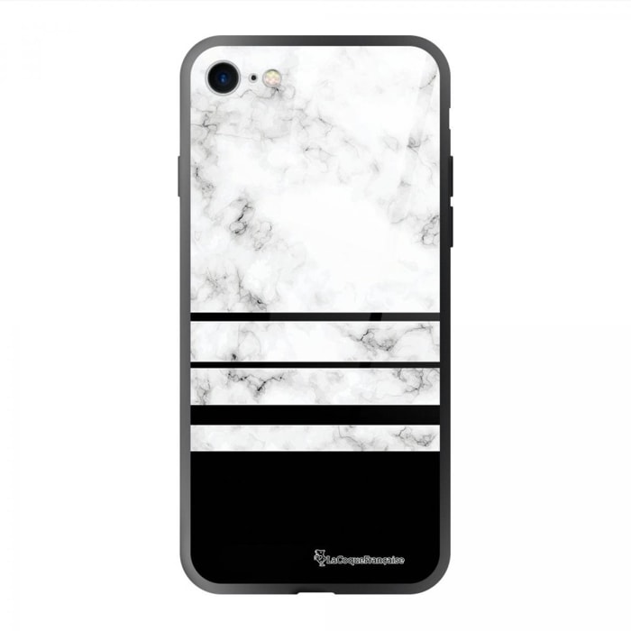 Coque iPhone 7/8/ iPhone SE 2020/ 2022 Coque Soft Touch Glossy Trio marbre Blanc Design La Coque Francaise