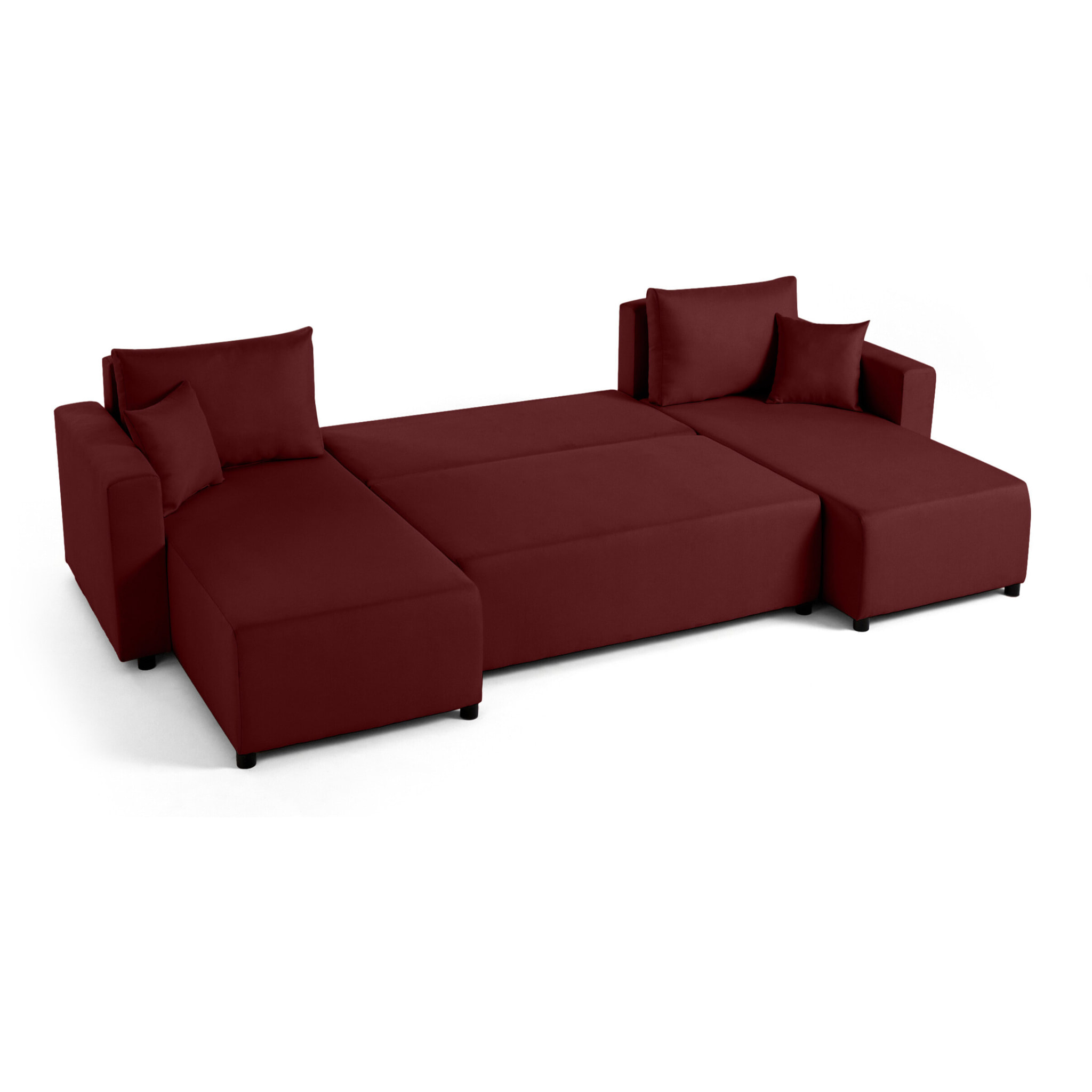 Regala - canapé panoramique - 7 places - convertible avec coffre - en tissu - Rouge