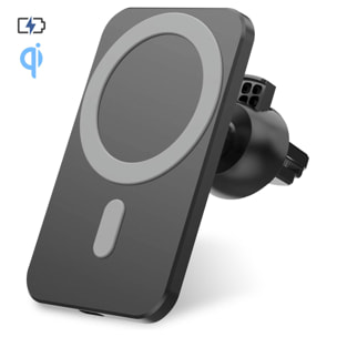 Caricabatterie wireless Qi per auto, con supporto per griglia magnetica. Compatibile con iPhone 12. Connessione di tipo C.