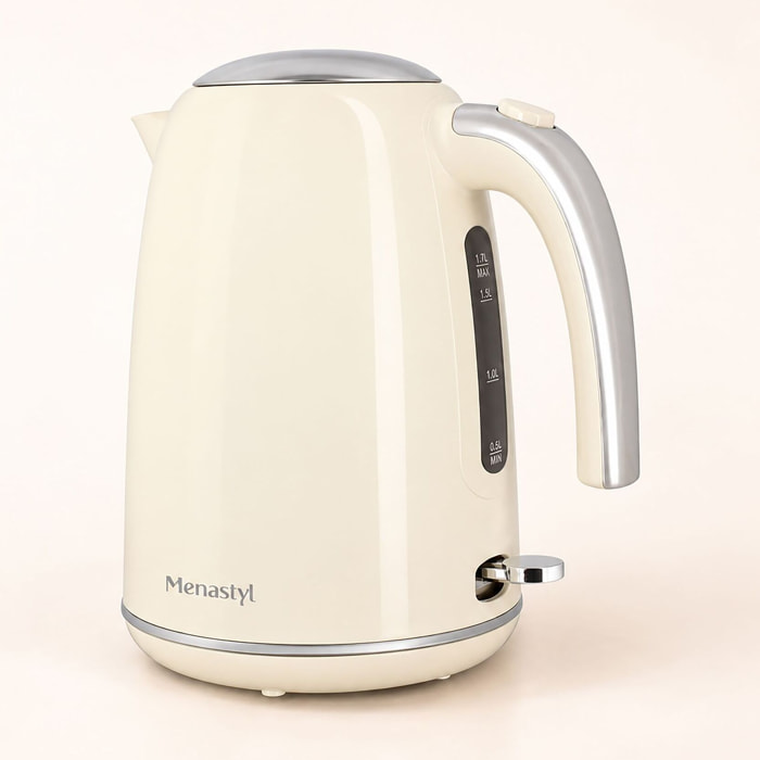 Bouilloire en acier inoxydable 1,7L crème RETRO