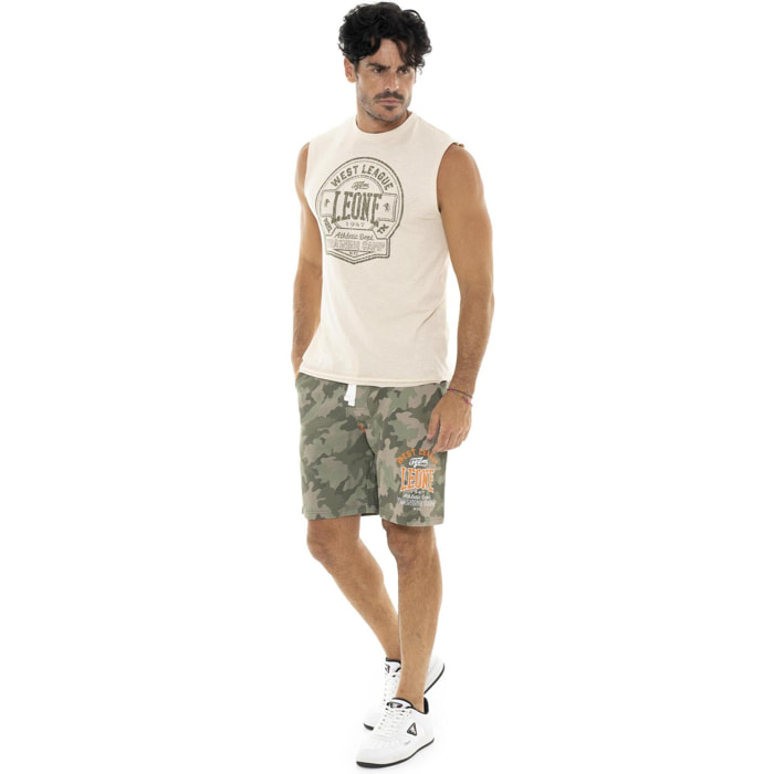 Camiseta de algodón sin mangas para hombre Leone Military 1947