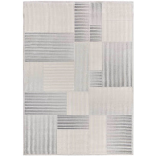 BARESA Alfombra geométrica con relieve en tonos gris y beige, varias medidas disponibles