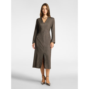 Elena Mirò - Abito misto lana laminato - Marrone