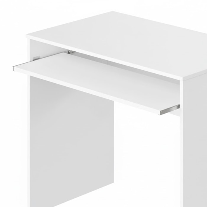 Scrivania Per Cameretta Postazione Desk PC Studio Ufficio Design Moderno Piano Scorrevole Piedini ABS Studio Compiti Lavoro 90x54x79 Cm Bianco Opaco