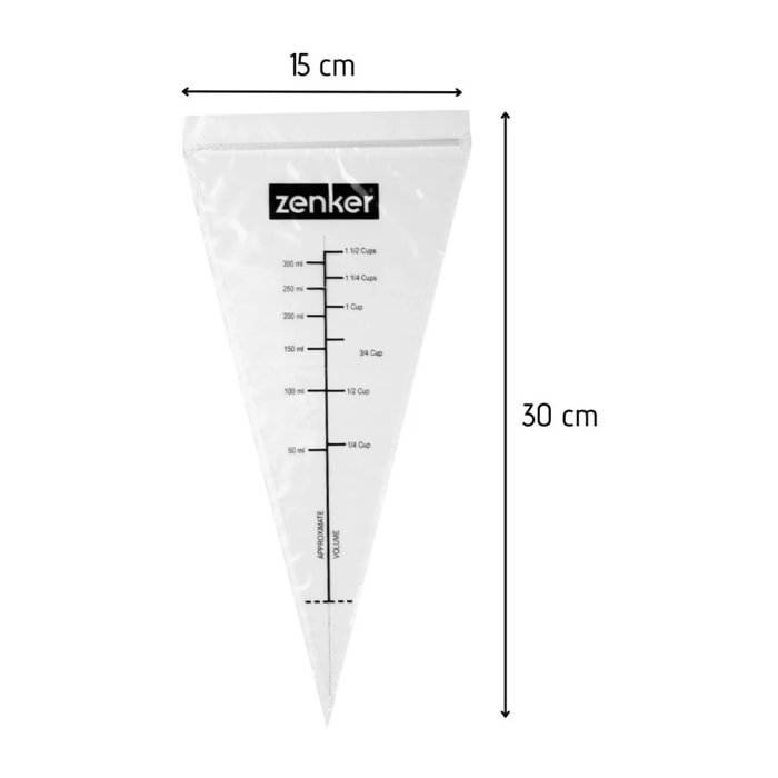 Lot de 10 poches à douille graduées avec zip 30 cm Zenker Smart Pastry