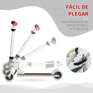 Patinete para Niños +3 Años Plegable con Altura Ajustable de 79,5-89,5 cm Blanco