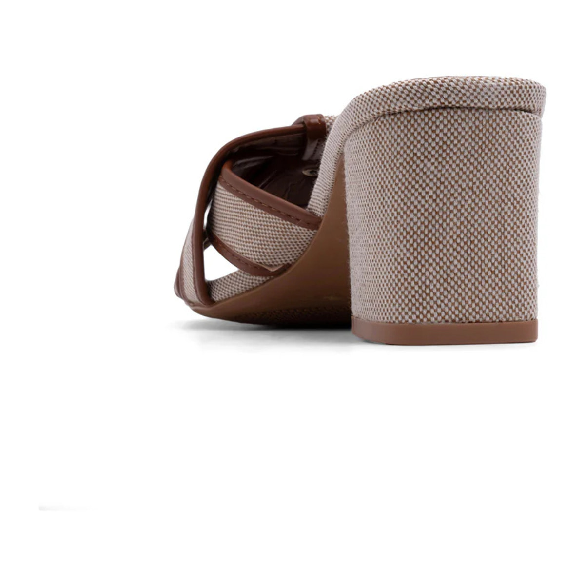 Sabot texture-cross con tacco quadrato- CAMMELLO