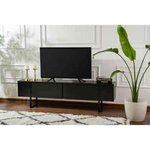 Mobile porta TV Lilith, Credenza da soggiorno, Armadio basso per TV, Base parete attrezzata, 180x30 h50 cm, Nero