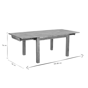 Table extensible rallonges intégrées rectangulaire en bois massif L120-210 cm BALTO