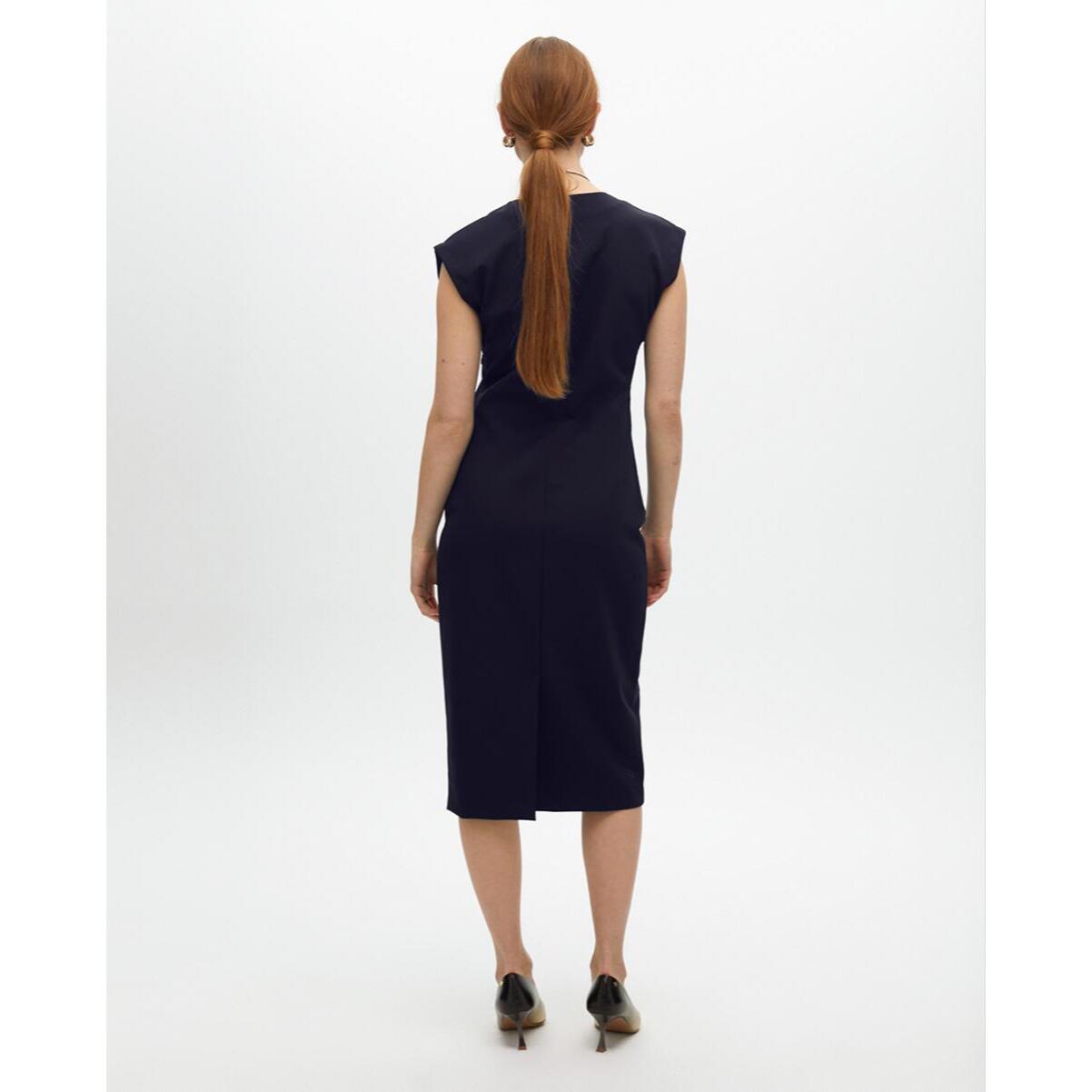 Vestito Midi Aderente in Tessuto Tecnico
