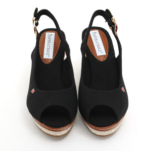 Sandali in tessuto con zeppa