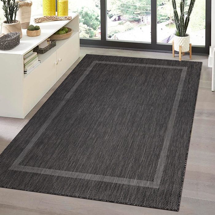 FARO - Tapis rond intérieur extérieur à motif Noir