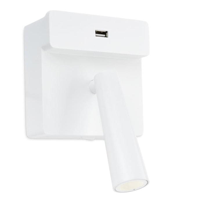 LEDS C4 Luz de lectura Gamma USB LED 3.5 Blanco cálido - 2700K ON-OFF Blanco 123lm