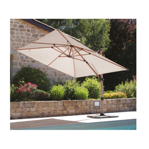 TOPAZE - Parasol déporté 4x3m - effet bois - Lin