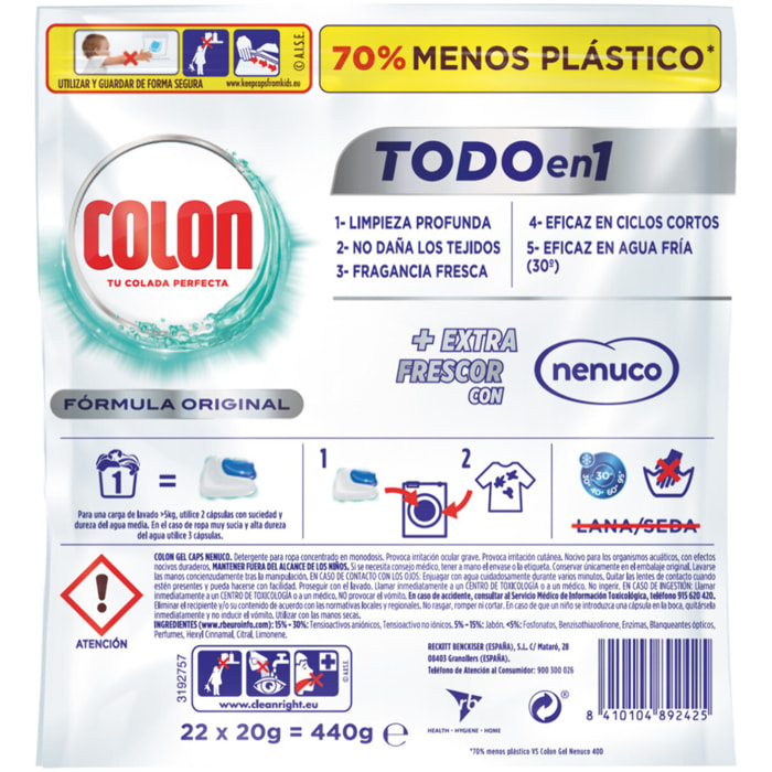 Colon Nenuco Detergente para la lavadora - 132 cápsulas (6x22)