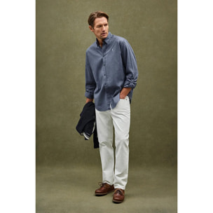 Camisa cotolino azul denim de corte regular con logo Rigby Go