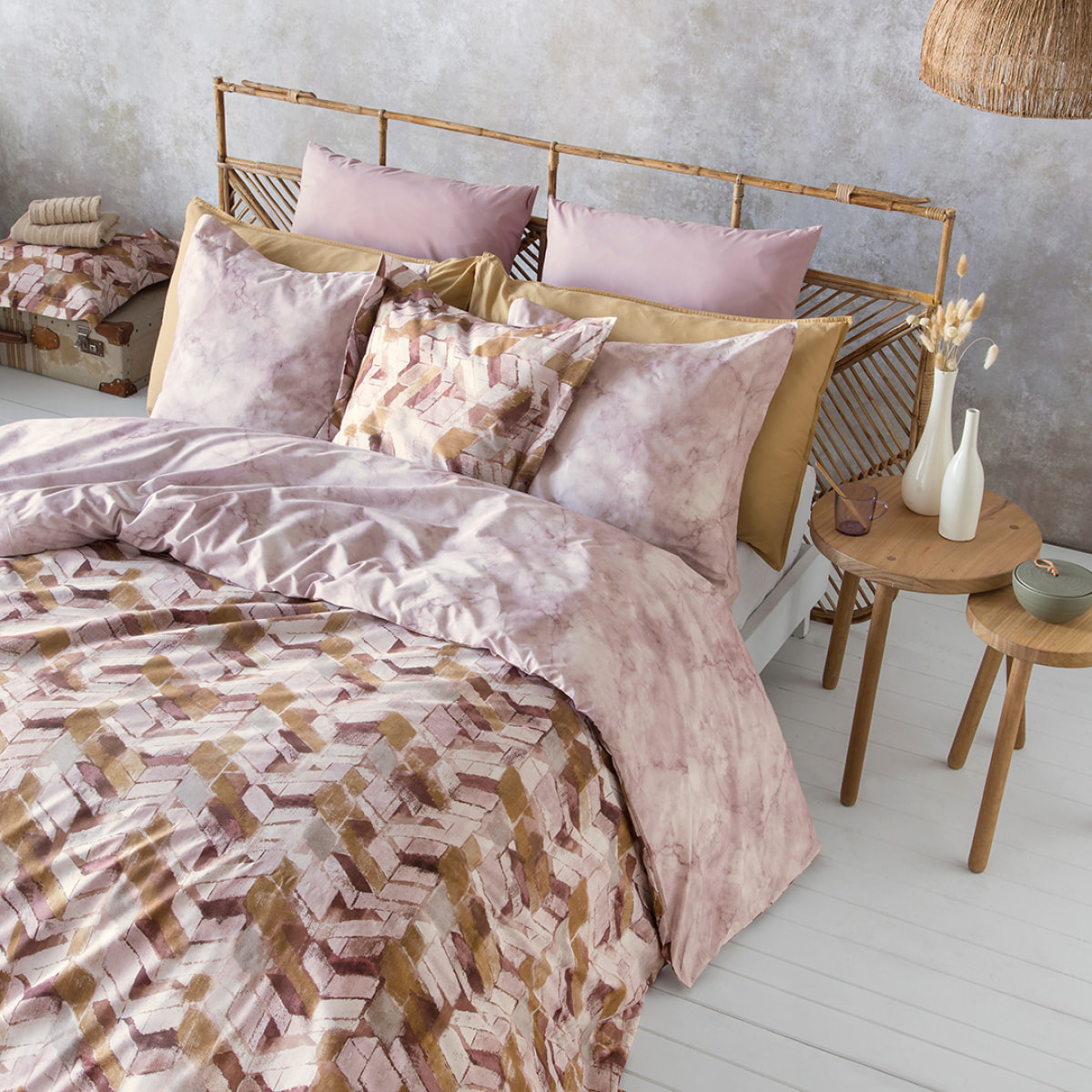 Housse de couette réversvible NUNET en coton percale - marron - vendue seule