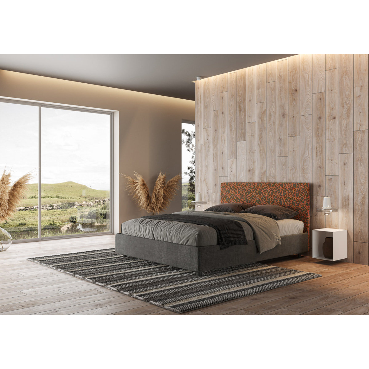 Cama con somier acolchada 160x190 tejido Norris 25 Era 04 Arla