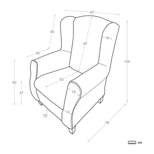 Fauteuil Morea -bois, panneau de particules, mousse pu, textile-couleur beige 67 x 104 x 76 cm