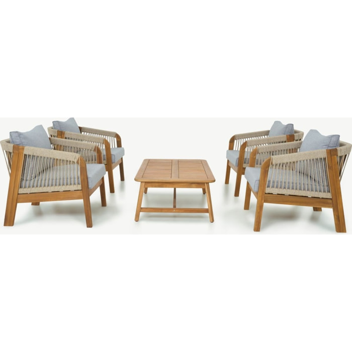 Salon de jardin 4 places en bois FSC - SYMI