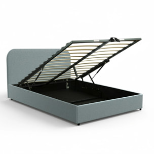Lit double 160x200 cm avec coffre en tissu gris - Tilly
