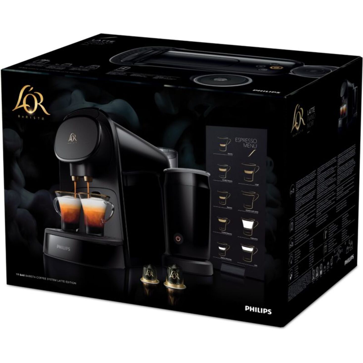 Cafetière à dosette PHILIPS LM8014/60 L'Or Barista Original Noire avec mousseur