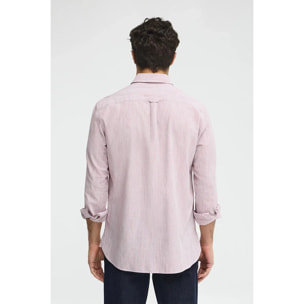 Camicia cotolino a righe rossa regular fit con ricamo Polo Club