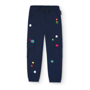 PantalÃ³n felpa elÃ¡stica niÃ±o estampado, azul marino