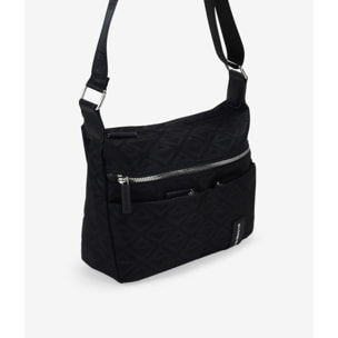 Bolso bandolera negro en nailon con bolsillos