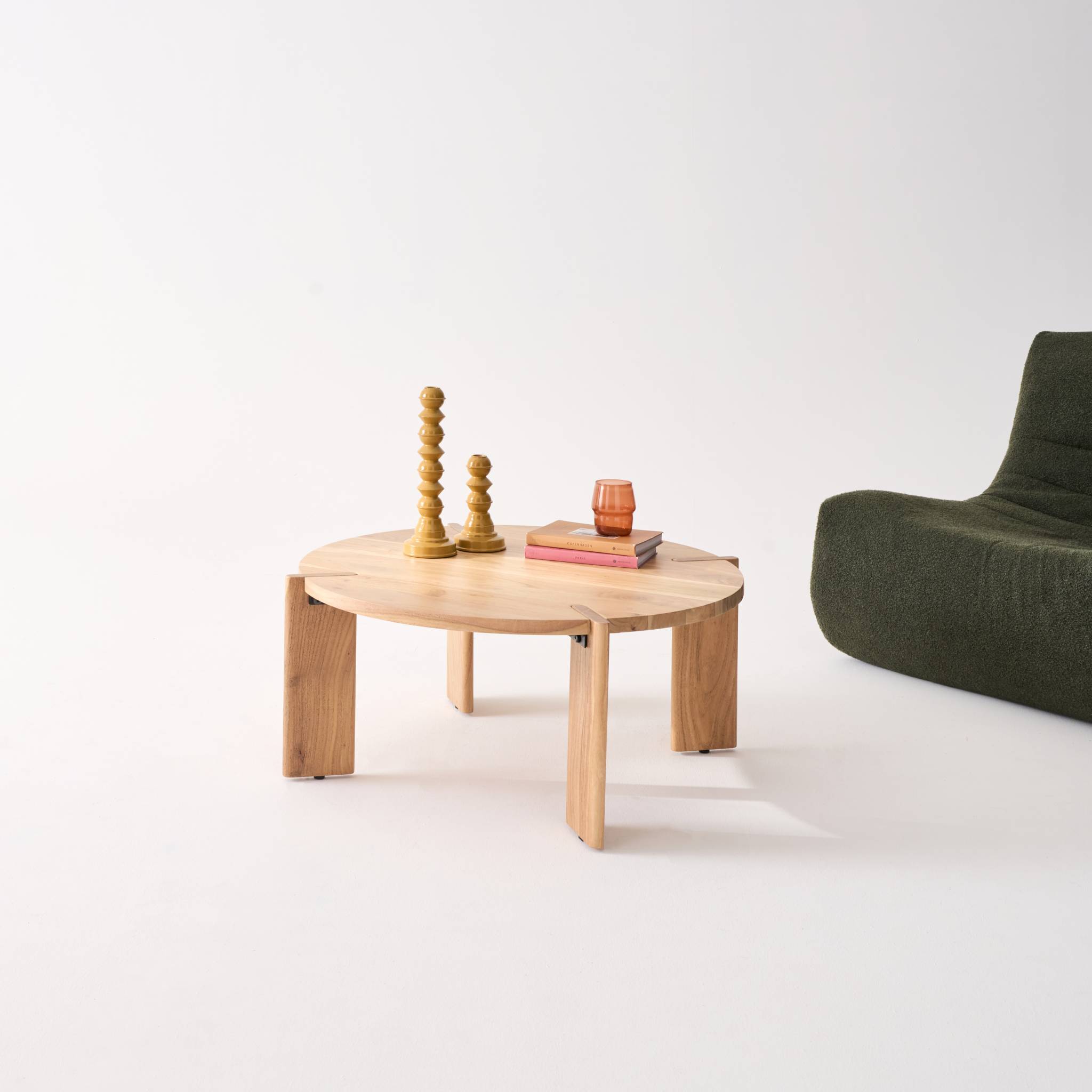 Table basse exotique ronde bois massif REVA