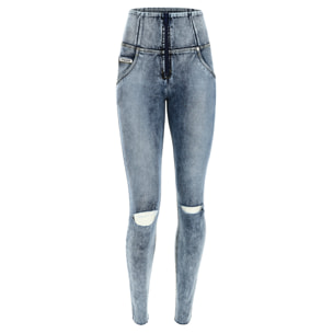 Jeans push up WR.UP® vita alta superskinny denim navetta marble e strappi