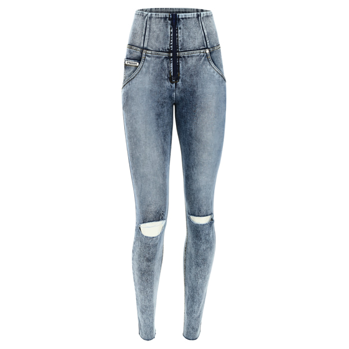 Jeans push up WR.UP® vita alta superskinny denim navetta marble e strappi