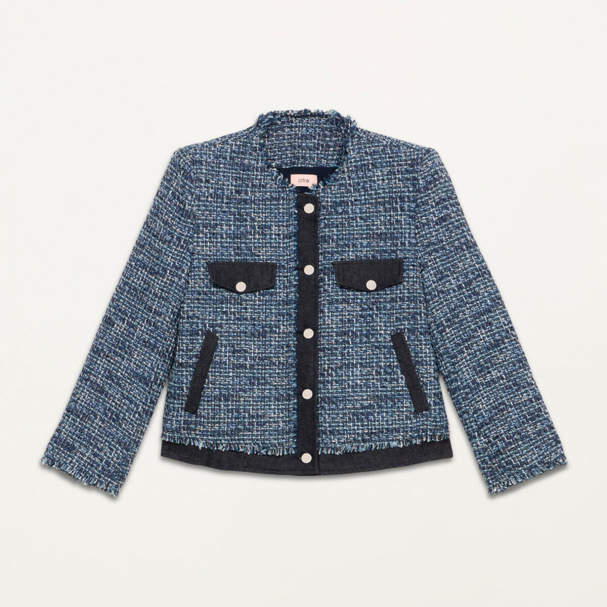 Oltre - Tweed jacket with denim details - Azul