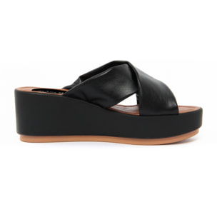 Sandalo con zeppa Donna colore Nero