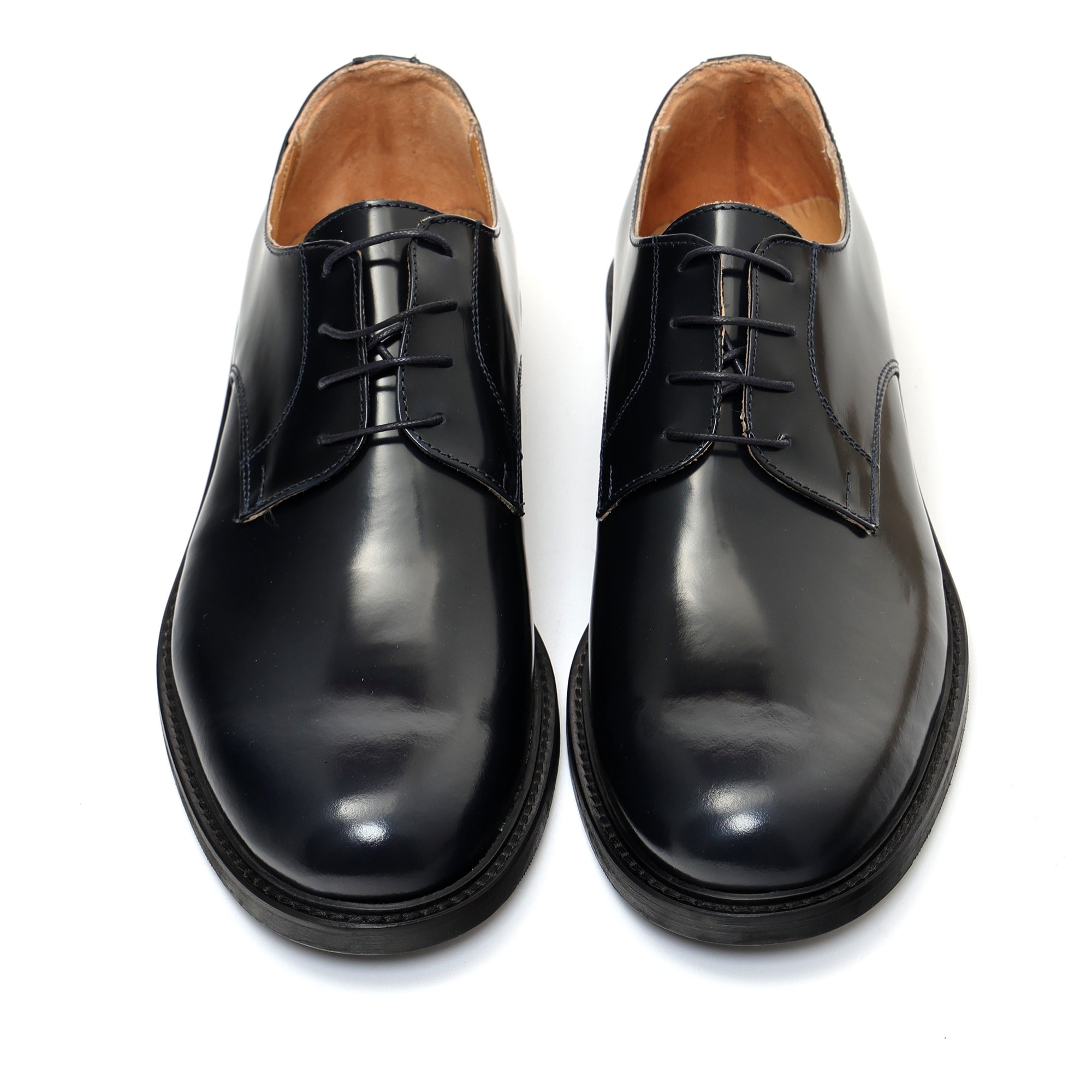 Derby stringate in pelle abrasivato con fondo cuoio antiscivolo Blu