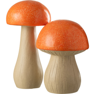 J-Line décoration Champignon Extérieur - polyrésine - orange - 2 pièces