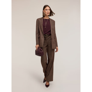 Motivi - Blazer check in tessuto tinto filo - Marrone