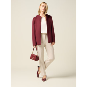 Oltre - Pantalones regulares de tejido crepé - Blanco