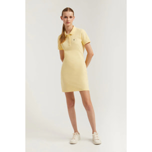 Vestido polero manga corta amarillo con bordado Rigby Go