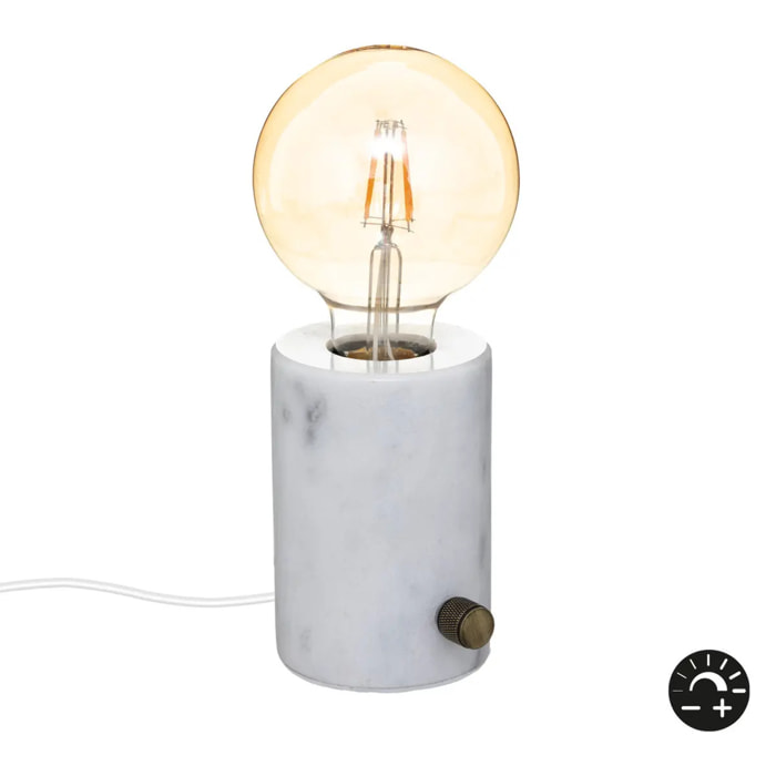 Lampe socle "Saba" - marbre - blanc - H11 - 5 cm